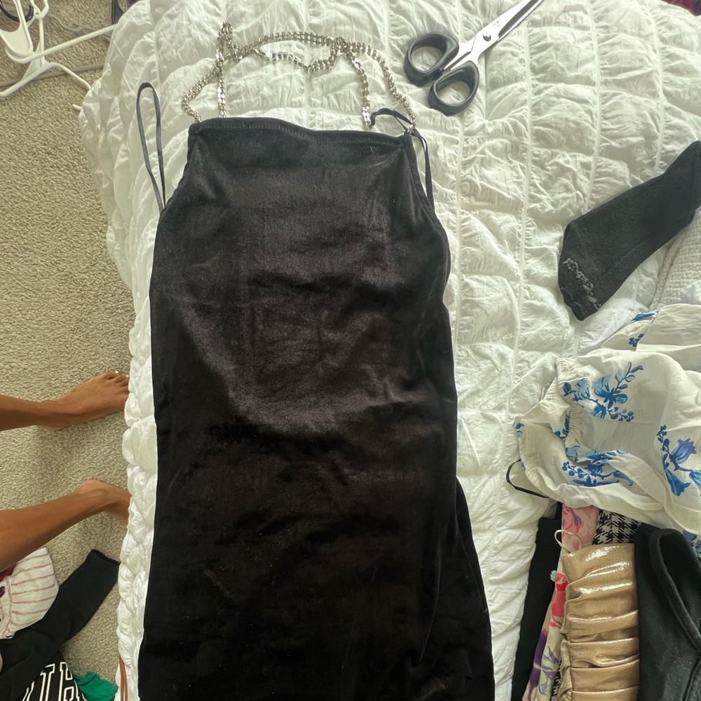 H&M diamond strap suede dress